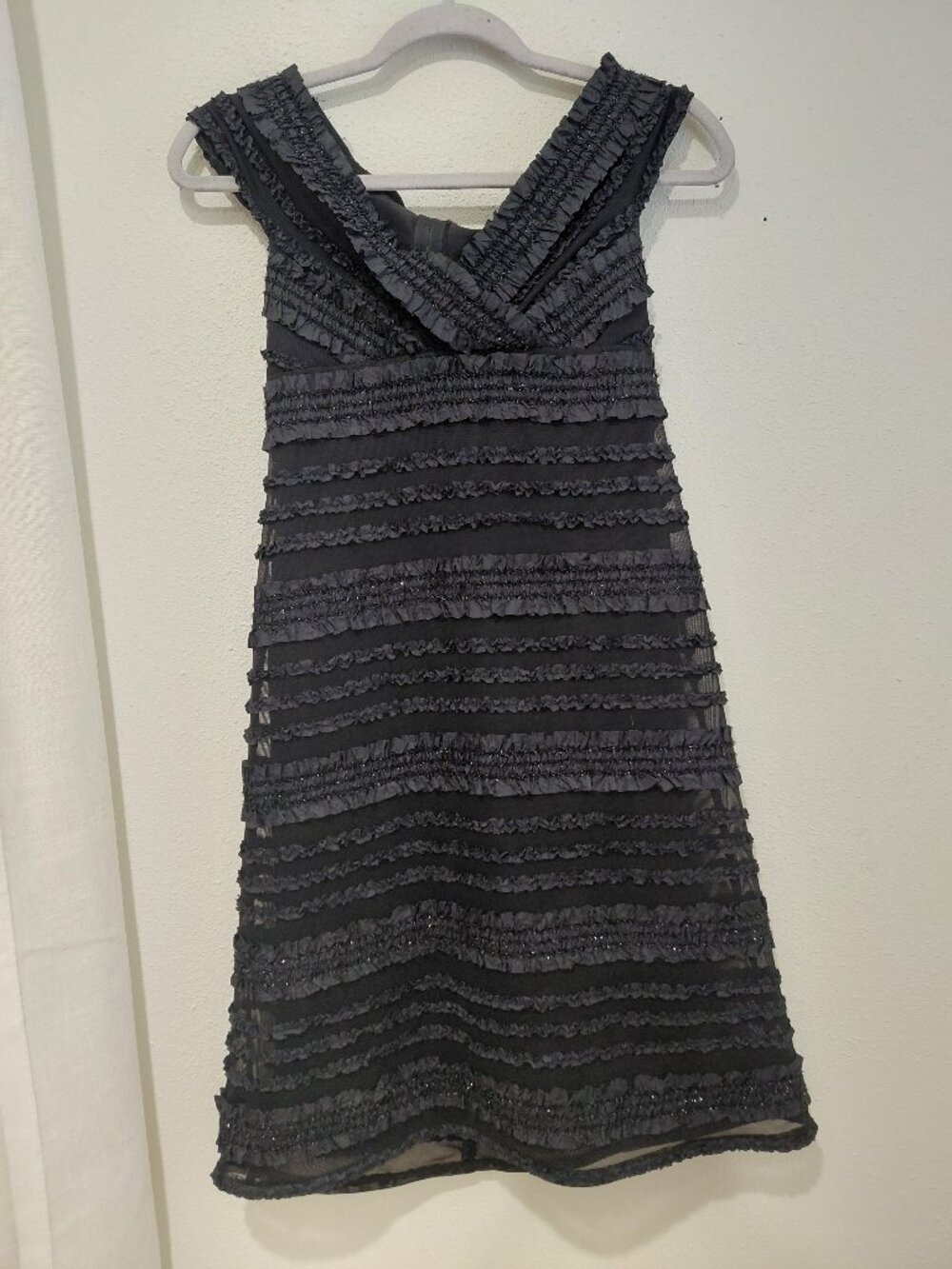 Vintage Tadashi Shoji Embellished Black Cocktail Dress Petite Size 4 Made in USA